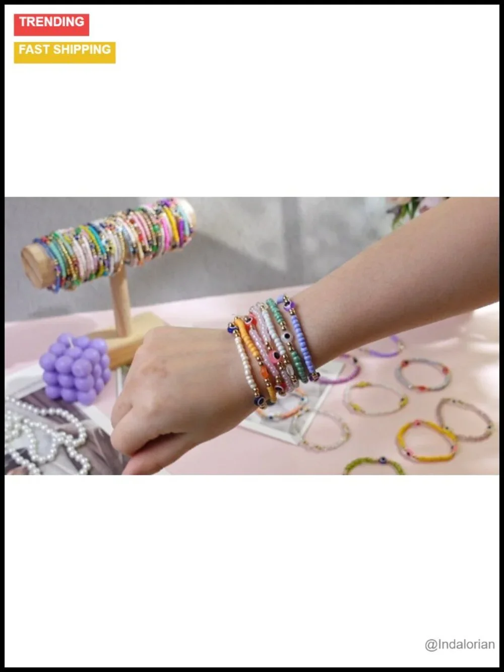 96 Pcs Evil Eye Beaded Bracelets Set Elastic Handmade